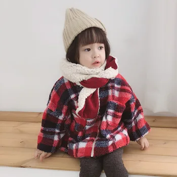 

Toddler Girls Wool Jackets Kids Girl Velvet Thicken Warm Coats Winter Baby Girl Clothes Outwear Children Girls Plaid Loose Coat