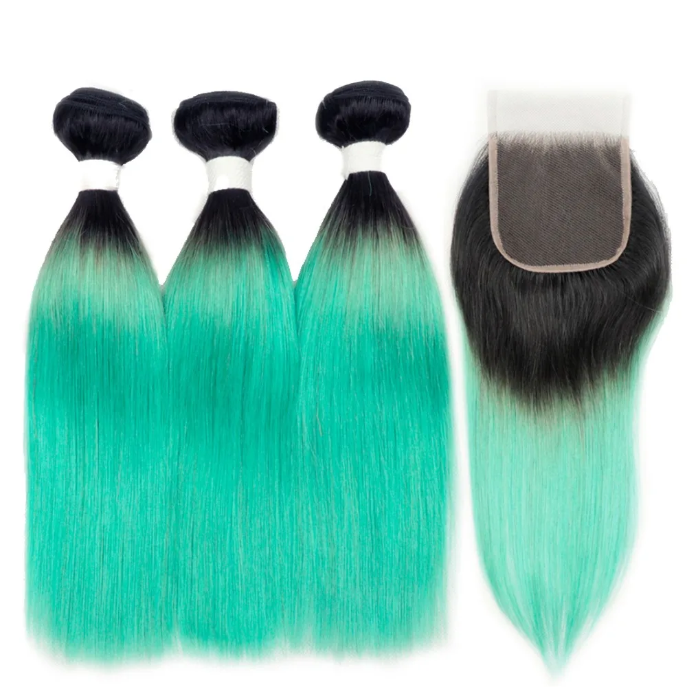 

Piaoyi Hair 3 Bundles Peruvian Straight Human Hair Bundles With Closure OT Emerald Non Remy Hair Weaves Bundles With Closure