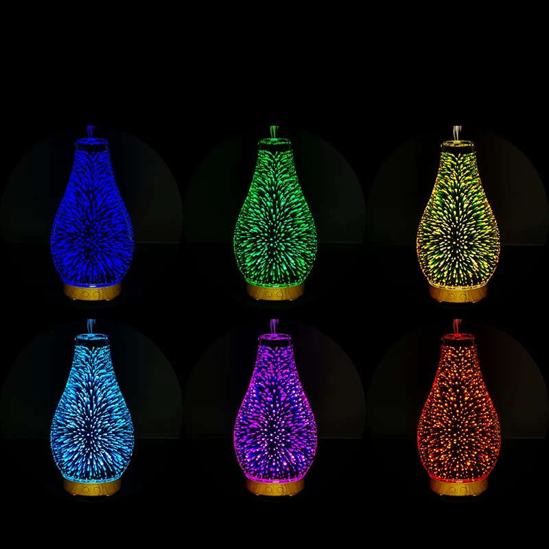  3D Colorful LED Night Light LED Mist Ultrasonic Sprayer Aromatherapy Lamp Air Humidifier Aroma Oil  - 33020063594