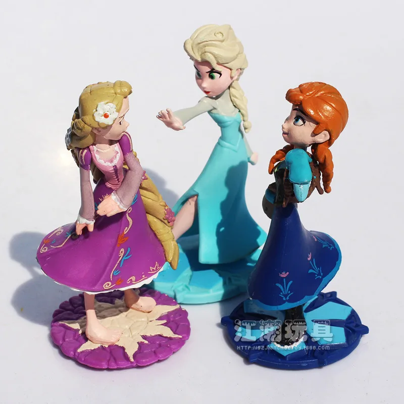 Frozen Figures 3Pcs/Lott 10CM Princess Elsa Anna Rapunzel Action Figure PVC Toy Collectible Decoration Best Birthday Gift Kids