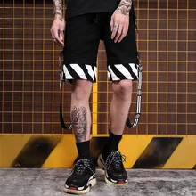 Хип-хоп, высокая уличная полоса, вязаная свободная шорты, подростковые мужские пять очков tide бренд, уличный танец