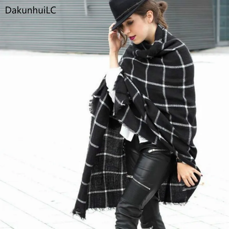 

195CM * 75CM New 1PC Lady Women Blanket black white Plaid Cozy Checked Tartan Scarf Wraps shawl