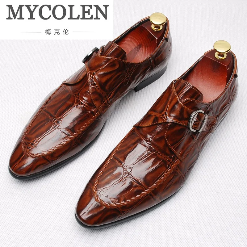 MYCOLEN Mens Single Monk Strap Classic 