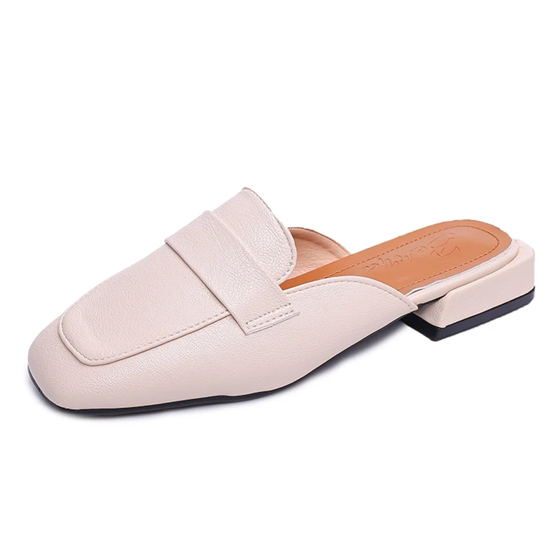 

Moxxy Women Flat Shoes Brand 2019 Fashion Mules for Women Leather Slip On Shoes Flip Flops Women Slipper zapatillas mujer