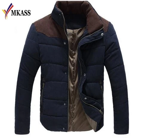 MKASS 2017 Hot Sale Men Winter Splicing Cotton-Padded Coat Jacket Winter Size M-XXXL Parkas High Quality