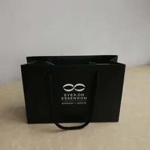 Заказная высококачественная черная сумка-тоут бумажная сумка для покупок с хлопковой ручкой шикарные бумажные пакеты для одежды/ювелирных изделий/бутика/упаковки подарков