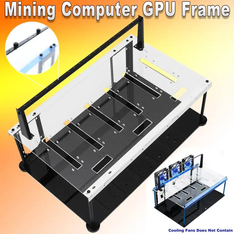 

6 GPU 4 Fans Open Air Pro Mining Computer Alloy Case Frame Rig 4 for 6 GPU ETH BTC ZEC Ethereum