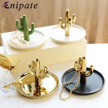 

Enipate Nordic Cactus Jewelry Display Storage Trays Stand Dish Holder Trinket Plant Dish Ring Storage INS Hot Cactus Decoration