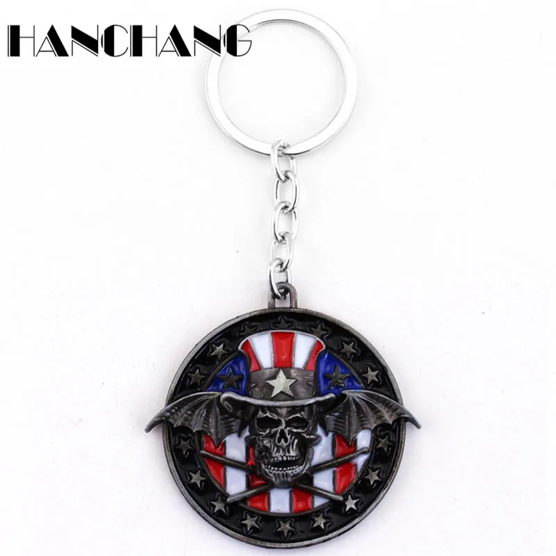 

Rock Band Seven Times Avenged Sevenfold Skull Logo Metal Pendant Jewelry Key Chain Cool Car Keyring Chain Accessories Llaveros