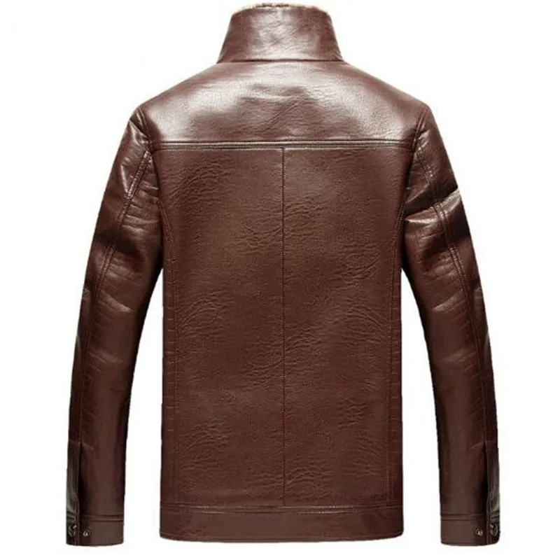 Мужские кожаные куртки LUO XIU 4XL зимние Утепленные Флисовые Куртки из