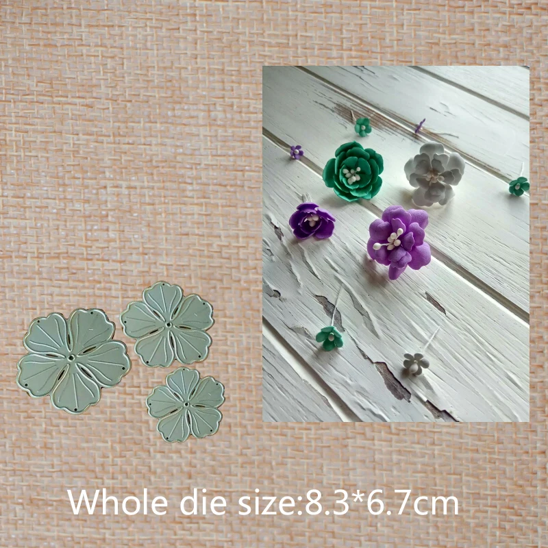 

3pcs flowers Metal Cutting Dies decoration Scrapbooking Album Paper Card Craft Embossing stencil 83*67 mm