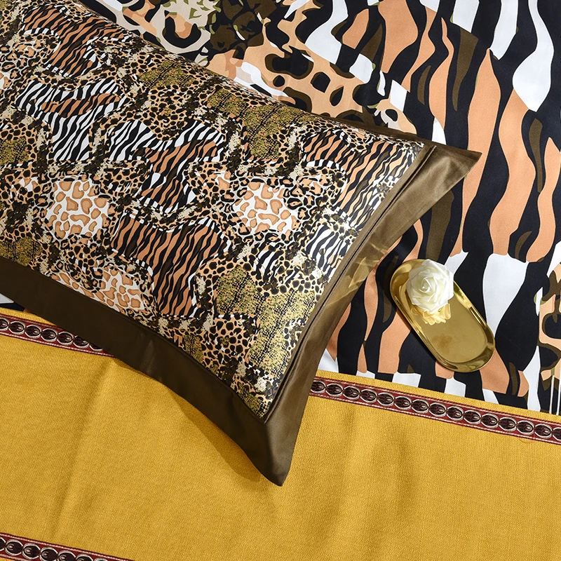 Sale High Quality 100% Cotton 4pcs Bedding Sets Leopard Printed Bed Linen Set Queen King Size Adult Duvet Cover Bed Sheet Set 100S 1