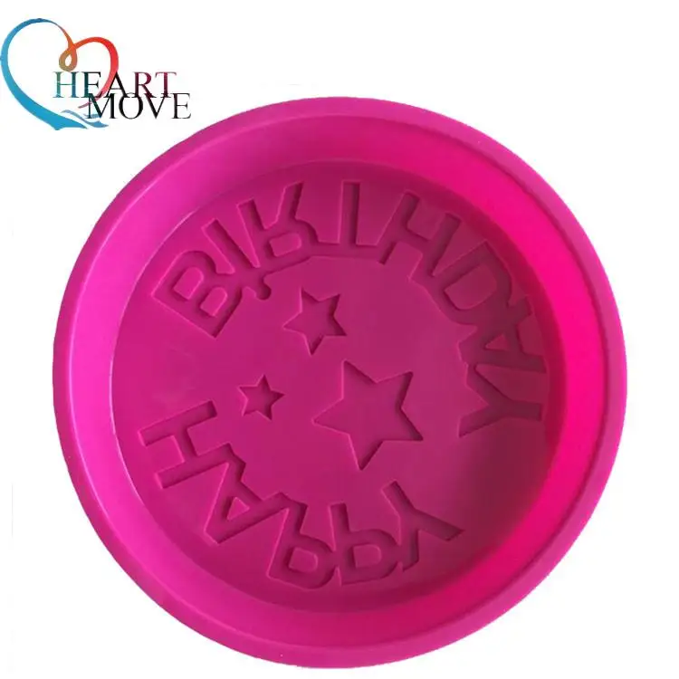 HEARTMOVE Large Disk Happy Birthday Words Silicone cake mold bakeware form for cake bakery kitchen accessories Tools 9450