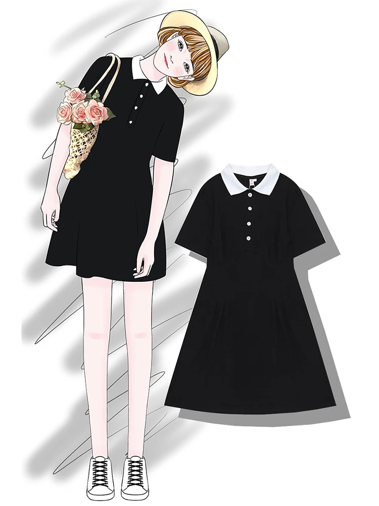 

2019 new fashion women's dresses Black slim and temperament dress high waist