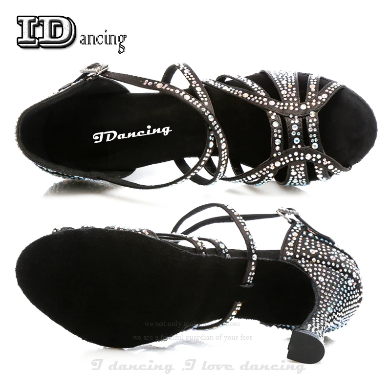 Jazz Shoes Dance Latin Dancing Rhinestone Salsa Latin Shoes Sneakers Dance Shoes Black Full Diamond Dance Shoes IDancing