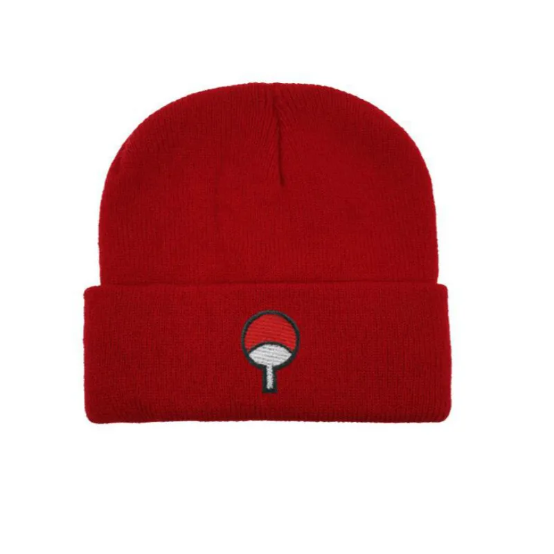 Аниме любителей нарут зима Ha для мужчин Мода хип хоп семья Uchiha логотип Skullies Beanie Kpop осень вязаные лыжные теплые кепки Прямая поставка - Color: Red