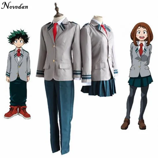 

Anime Boku no Hero Academia Midoriya Izuku Bakugou Katsuki OCHACO URARAKA Cosplay Costume My Hero Academia School Uniform Wig