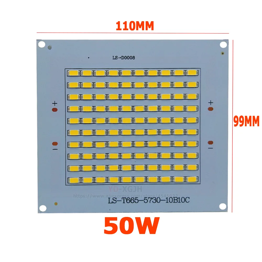 10 шт. светодиодный SMD 5730 прожектор pcb пластина 50 Вт 110*99 5000-5500lm алюминиевый радиатор с источником для внутреннего и наружного коммерческого использования