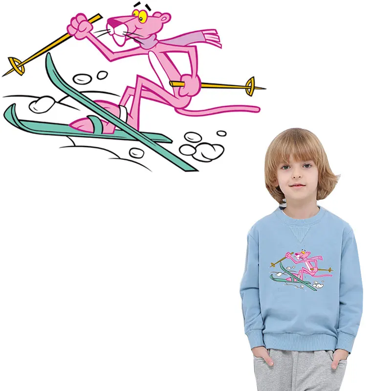 

Pink Panther iron on transfer patch for clothing cartoon sticker on clothes strange thing patch transfert thermocollants t-shirt