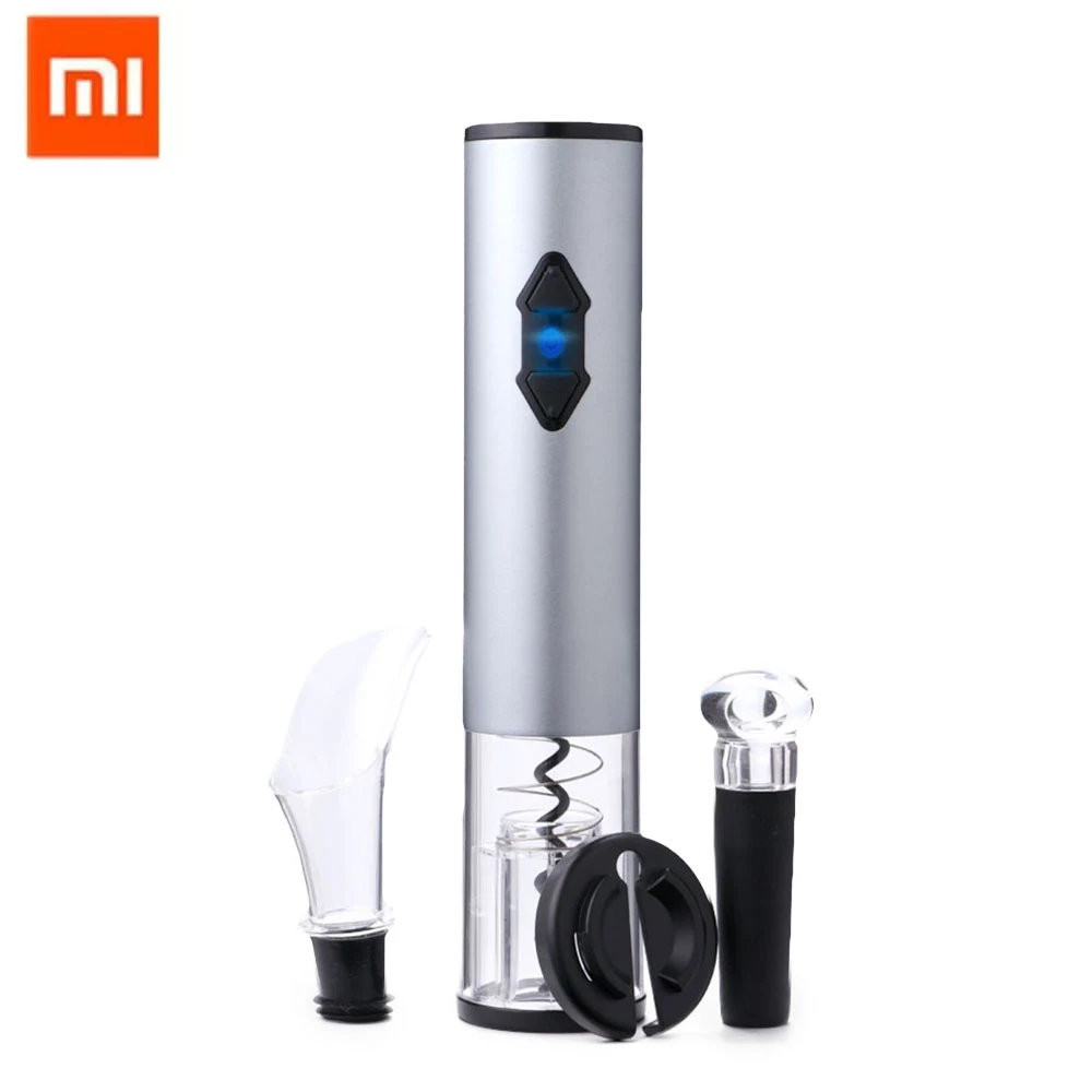 

Xiaomi 4 in 1 Automatic Red Wine Bottle Opener+Stopper+Decanter+Tin Foil Cutter Electric Corkscrew Kitchen Opening Tools Gift