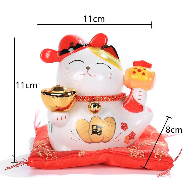 4 дюймов керамическая статуэтка Maneki Neko Lucky Cat Копилка Фортуна украшения "кошки" копилка фэн-шуй бизнес подарок - Цвет: C