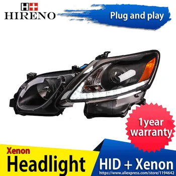 

Hireno Headlamp for 2006-2012 Lexus GS350 GS300 Headlight Headlight Assembly LED DRL Angel Lens Double Beam HID Xenon 2pcs