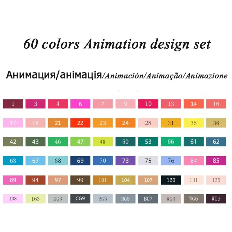 Touchfive маркер 30 40 60 80 168 цветов Кисть ручка маркер Набор Эскиз маркеры Кисть ручка двойная головка художественные маркеры для рисования Манга - Цвет: 60 colors Animation