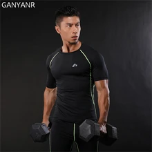GANYANR работает Футболка Для мужчин тренажерный зал Баскетбол Теннис Спортивная Сжатия Спорт Фитнес бег Rashgard упражнения колготки футболки