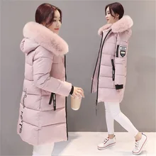 Winter Women Parka Cotton Padded Coat Hooded Down Jacket Thicken Warm Army Green Oversized Military Long Large Fur Female Parkas