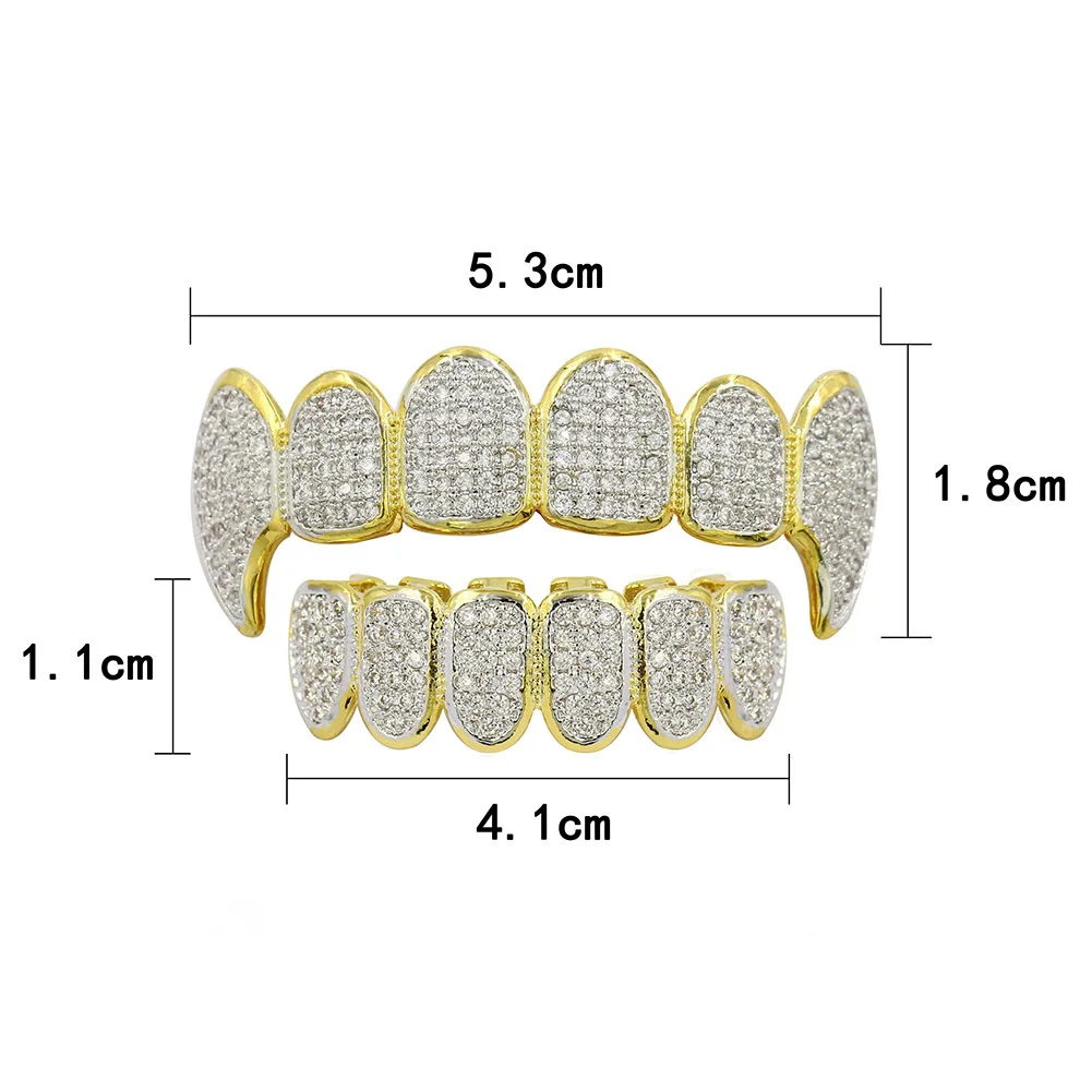 Хип-хоп панк зубы Grillz мужские золотые рэпперы Зубы Топ и дно Bling грили зубной рта с CZ Косплей вечерние хип хоп ювелирные изделия