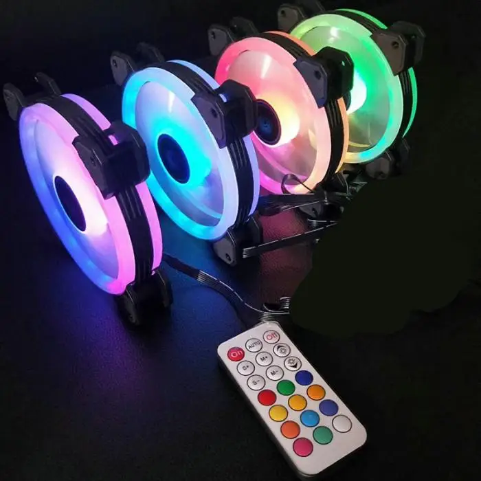 120 мм тихий двойной Aura RGB вентилятор охлаждения для ПК для компьютера Ноутбук игровой чехол QJY99