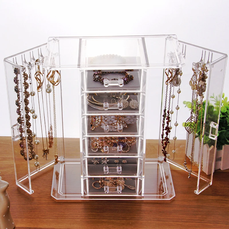 Jewelry Organizer Acrylic Earring Storage Box Jewelry Necklace Hanging 