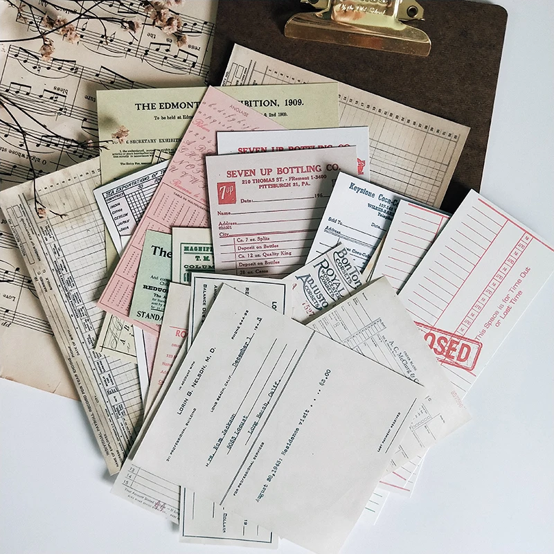 

27pcs\set Vintage bill retro daily weekly monthly planner form material junk journal paper set for scrapbooking DIY card making