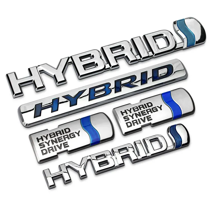 

1 PCS 3D ABS Chrome HYBRID Synergy Drive Refitting Emblem HYBRID Badge Trunk Logo car Stickers Car Styling