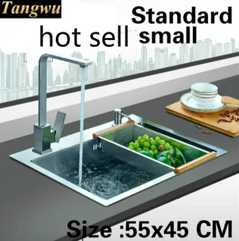 Buy Free Shipping Household Kitchen Manual Sink Single Trough Vogue Standard 304 Stainless Steel Hot Sell Small 55x45 CM