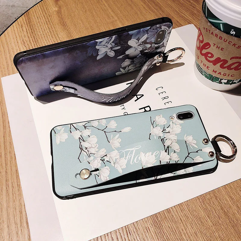 

For Samsung S10 S10E Case Wrist Strap Soft TPU Silicone Stand Case For Samsung Galaxy S10 S9 S8 Plus Note 8 9 Phone Back Cover