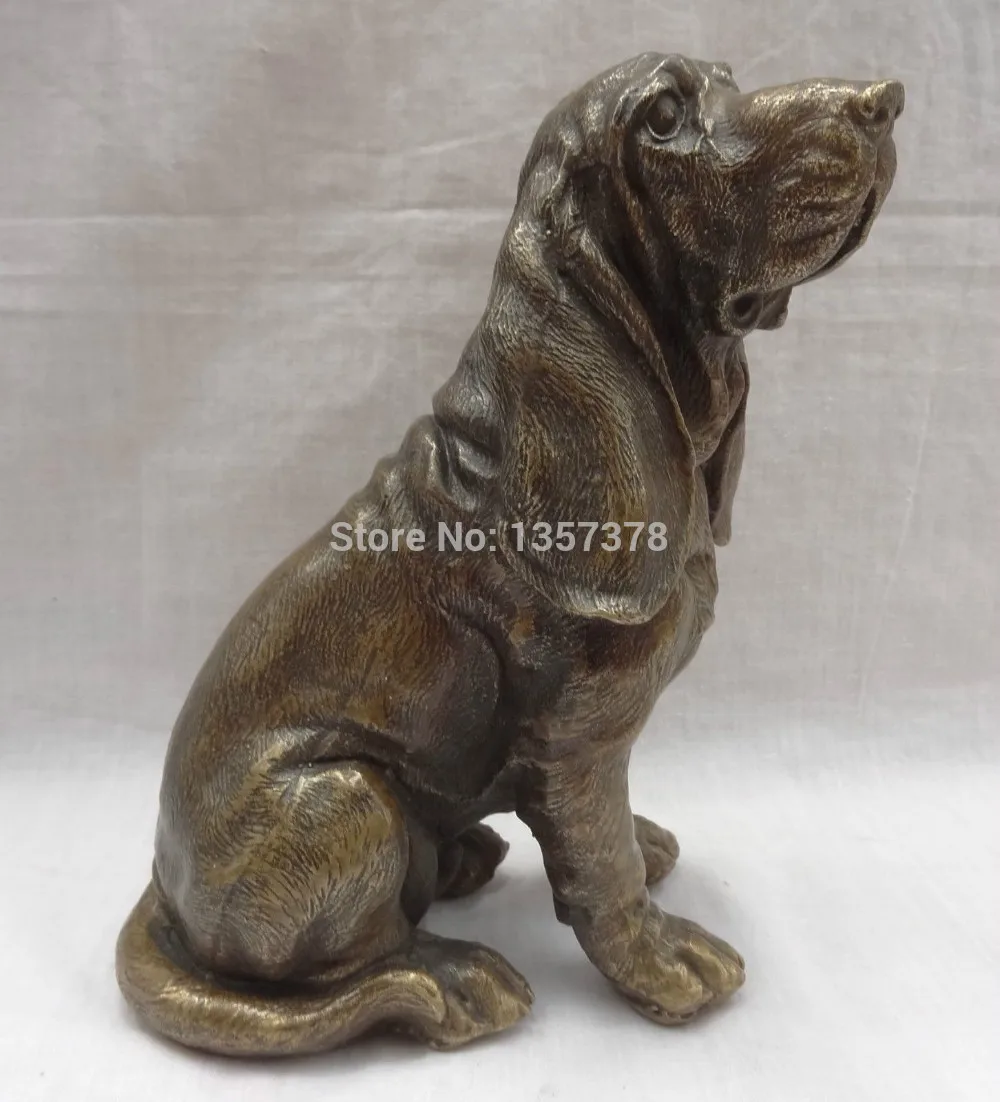 

shitou 00652 8" Chinese Year Zodiac Bronze Protect JiXiang Wealth Dog Statue Animal Sculpture