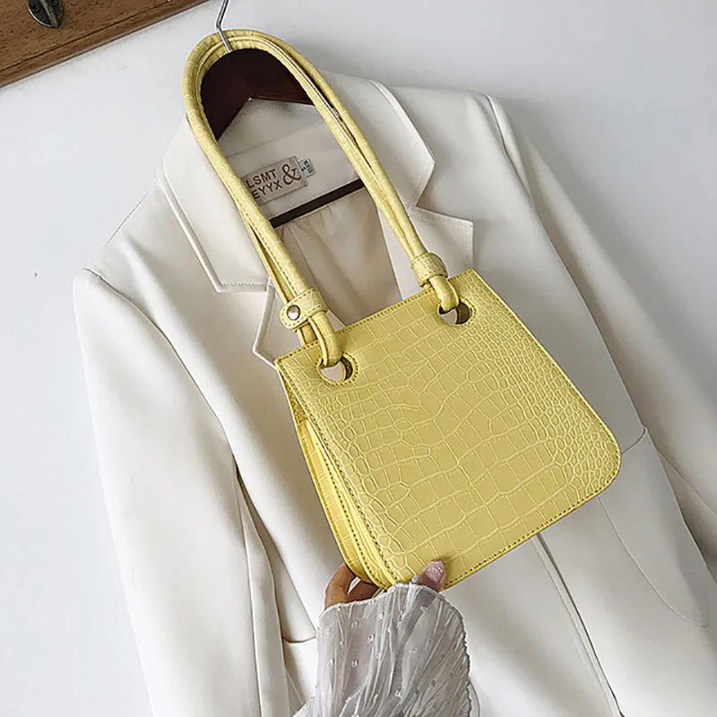 

2019 Crocodile Pattern Shoulder Bags For Women Casual Chic Handbag For Girls Pu Leather ins Brand Design Small Square Bag