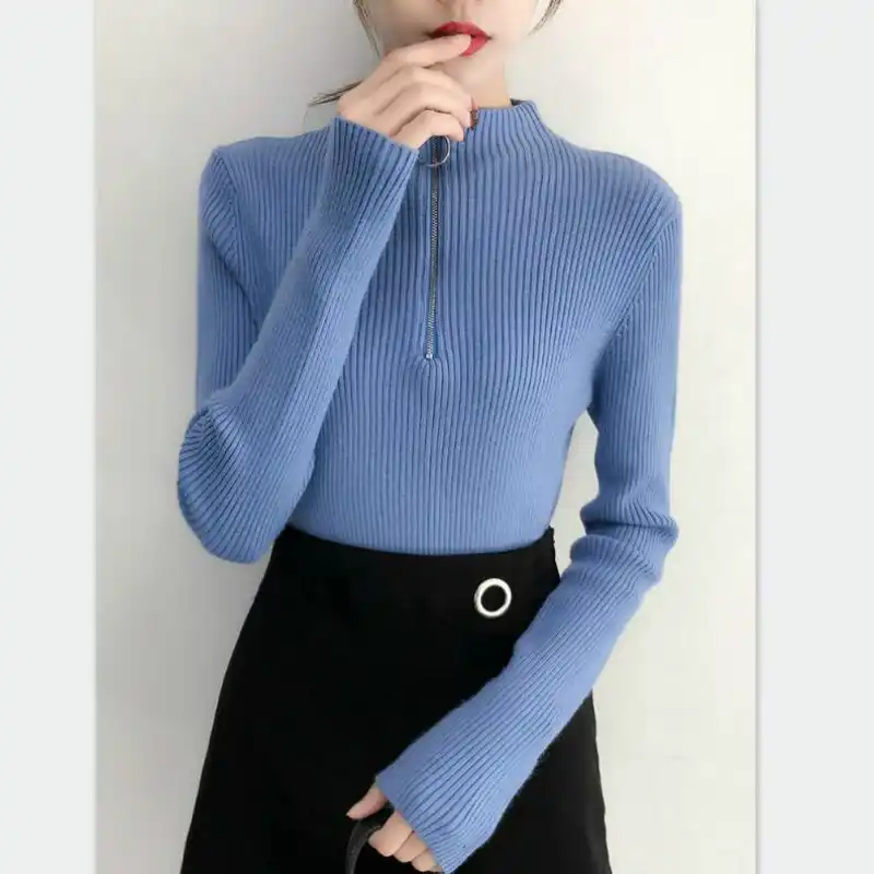 half sleeve sweater with zip