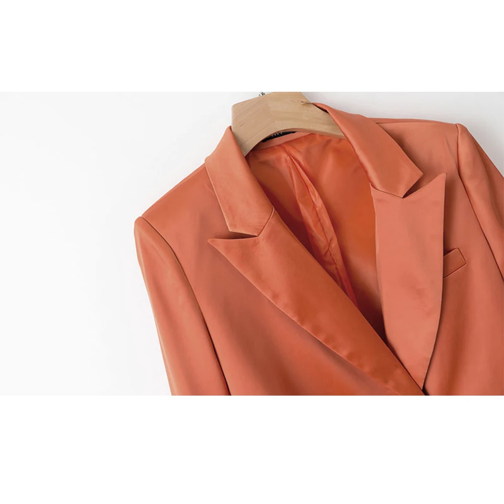 Винтажное Оранжевое Женское пальто Kendall Jenner Kardashian, с карманами, на пуговицах, с широкой талией, подчеркивающее фигуру, Женское пальто, блогер, Новое поступление
