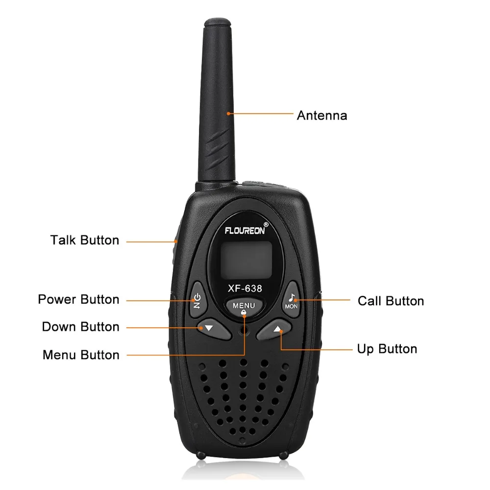 FLOUREON XF-638 8-канальный сетевой видеорегистратор иди и болтай Walkie talkie S UHF400-470MHz двусторонней радиосвязи 3 км переговорные рации-иди и болтай walkie Беспроводной Интерком черный ЕС