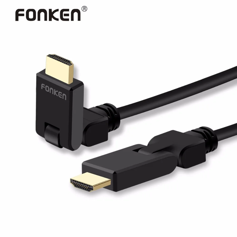 FONKEN HDMI кабель изогнутая вилка 4 к 60fps Ultra HD 3D позолоченный штекер мужчине 2 0