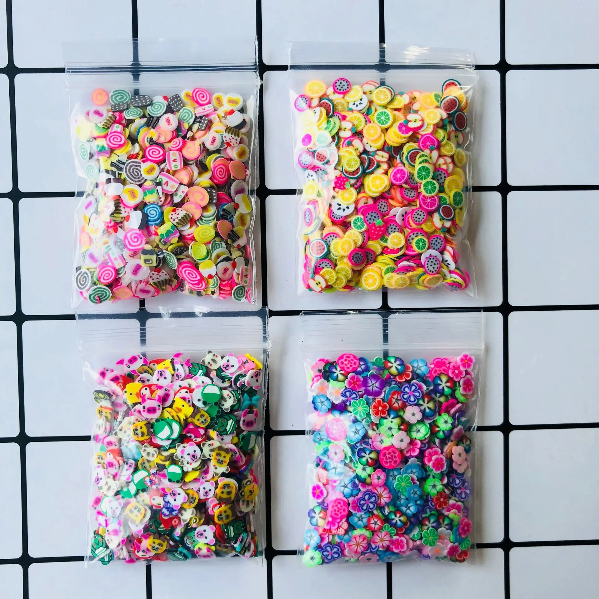 

1000PCS Imitation Fruit Cake Soft Pottery Handmade DIY Crystal Clay Soft Pottery Slice Mixed with Material Doll Accessories