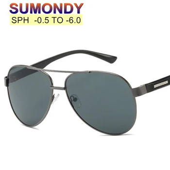 

SUMONDY Filling Prescription -0.5 to -6.0 Myopia Sunglasses Men Women Gray Lenses Spectacles For Nearsighted With Dioptre UP023
