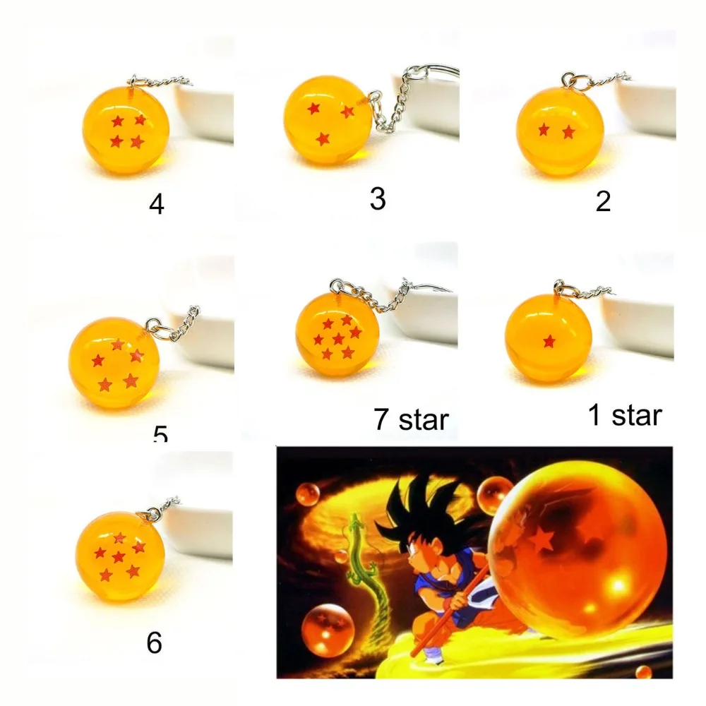 

4 Stars Dragon Ball Crystal Keychain Cosplay Cartoon Keyring 2.7cm Size Anime Goku Dragonball Key Chain Holder Bag Pendant