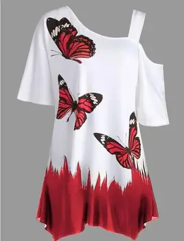 

New Hot Sale Spring Summer Women Fashion Sexy Large Size Butterfly Printing T-Shirt Short Sleeve Casual Clothes for 16+