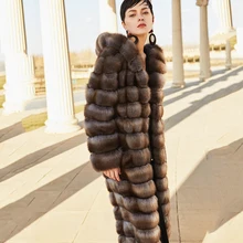М. Y. FANSTY Для женщин старшего стандартный российский импорт sables длинные Европейская куртка с капюшоном с меховым капюшоном длинное пальто норка шубы