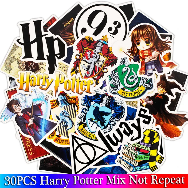 30PCS Pack 2018 New Cute Cartoon Harry Potter Stickers Set Toy Sticker For Luggage Skateboard Motorcycle Laptop Sticker (3)