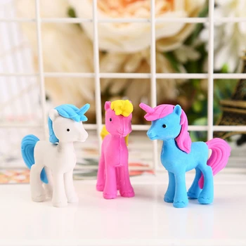 

1pc/lot Kawaii Stationery Mini Animal Unicorn Horse Shapes Rubber Pencil Cute Eraser Drawing For Correction Kids Learning Tools