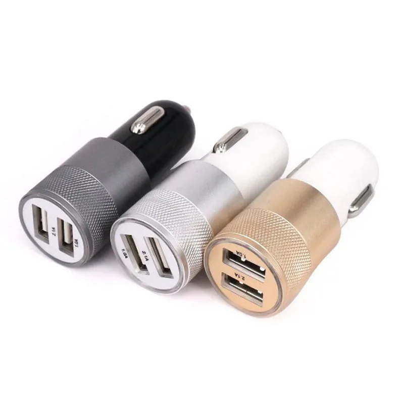Автомобильное зарядное устройство с двумя USB портами металлическое